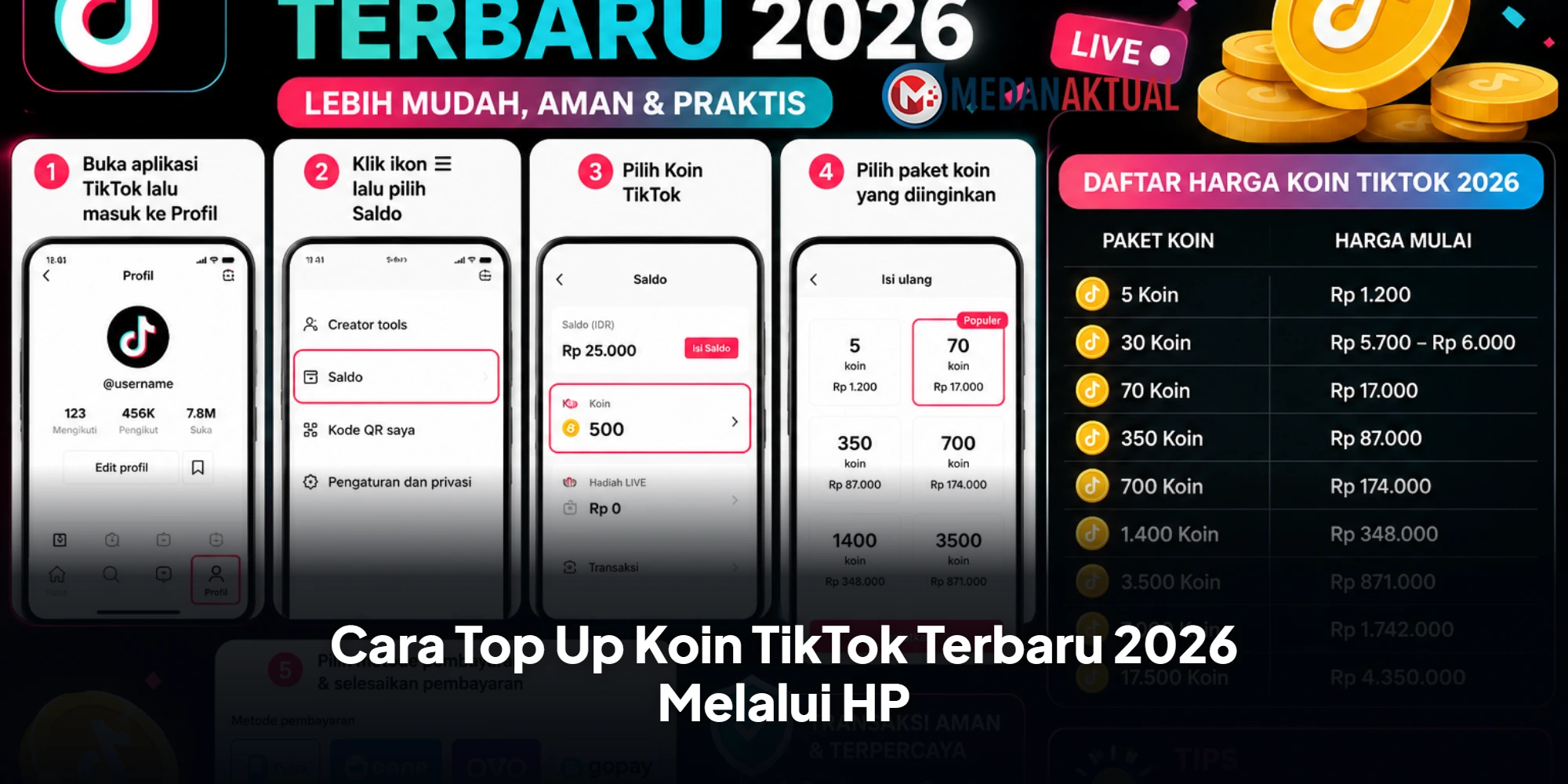 Cara Top Up Koin TikTok Terbaru 2026 Melalui HP