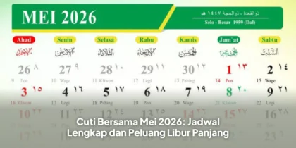 Kalender Mei 2026 dengan penanda cuti bersama dan hari libur nasional