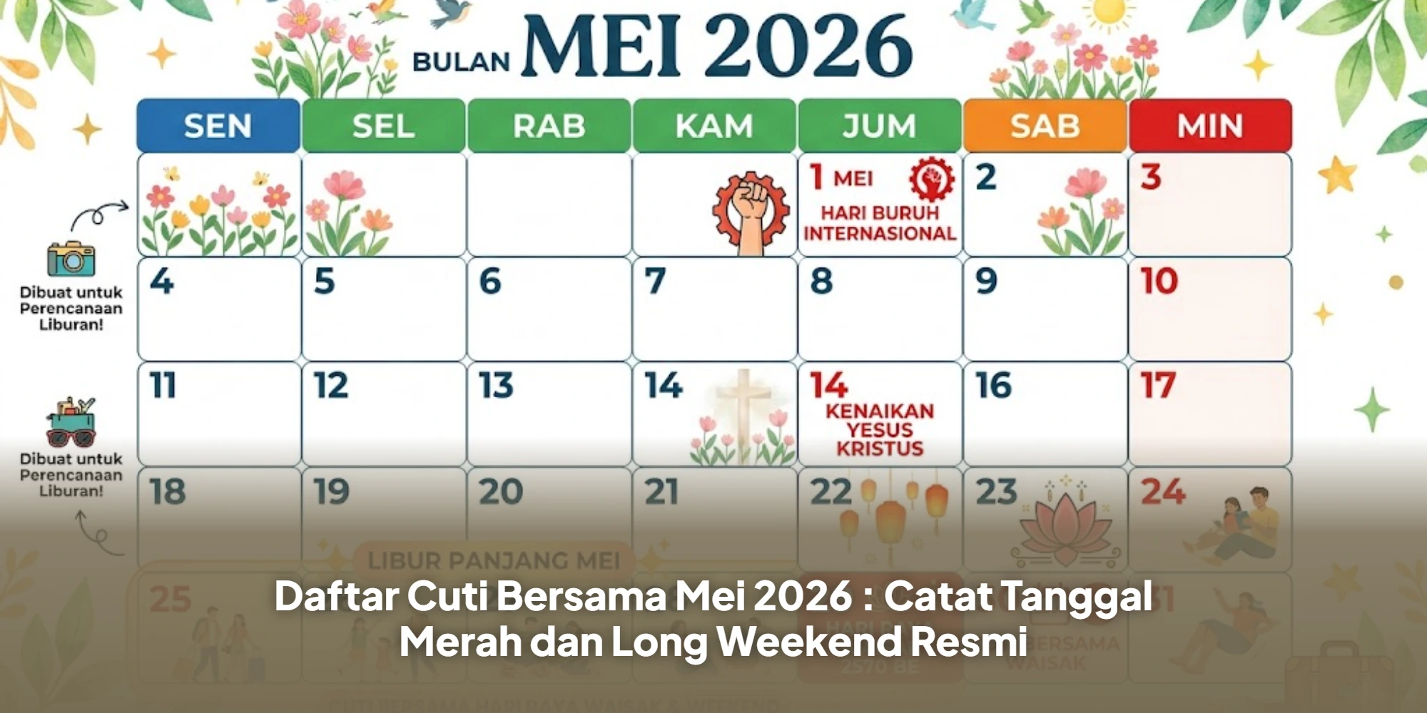 Daftar Cuti Bersama Mei 2026 : Catat Tanggal Merah dan Long Weekend Resmi