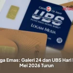Harga Emas: Galeri 24 dan UBS Hari Ini 2 Mei 2026 Turun