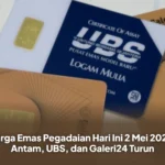 Harga emas Pegadaian 2 Mei 2026 Antam UBS Galeri24 turun