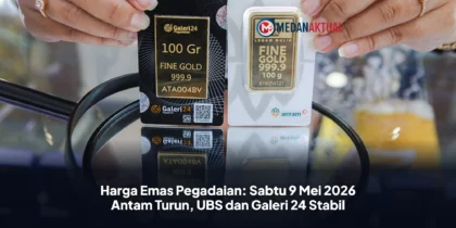 Harga Emas Pegadaian: Sabtu 9 Mei 2026 Antam Turun, UBS dan Galeri 24 Stabil