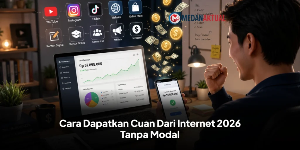 Cara Dapatkan Cuan Dari Internet 2026 Tanpa Modal
