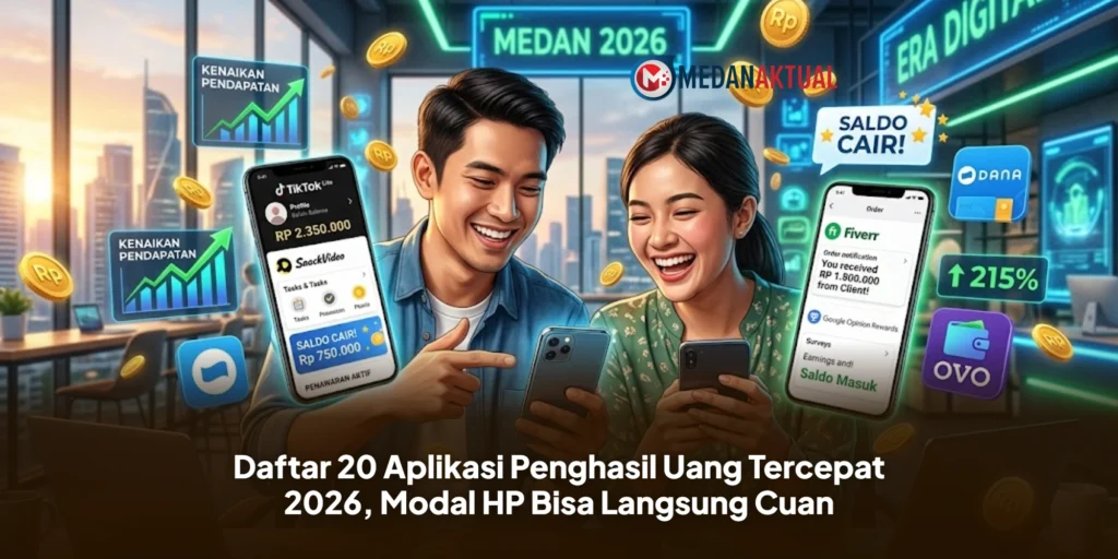 Daftar 20 Aplikasi Penghasil Uang Tercepat 2026, Modal HP Bisa Langsung Cuan