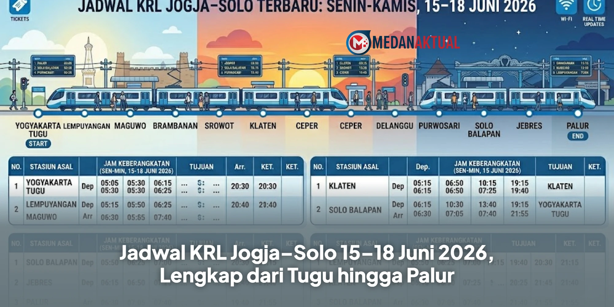 Jadwal KRL Jogja–Solo 15–18 Juni 2026, Lengkap dari Tugu hingga Palur