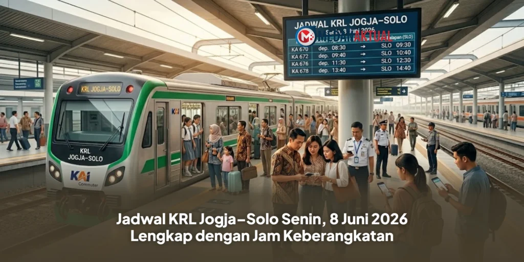 Jadwal KRL Jogja–Solo Senin, 8 Juni 2026 Lengkap dengan Jam Keberangkatan