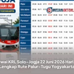Jadwal KRL Solo–Jogja 22 Juni 2026 Hari Ini, Lengkap Rute Palur–Tugu Yogyakarta