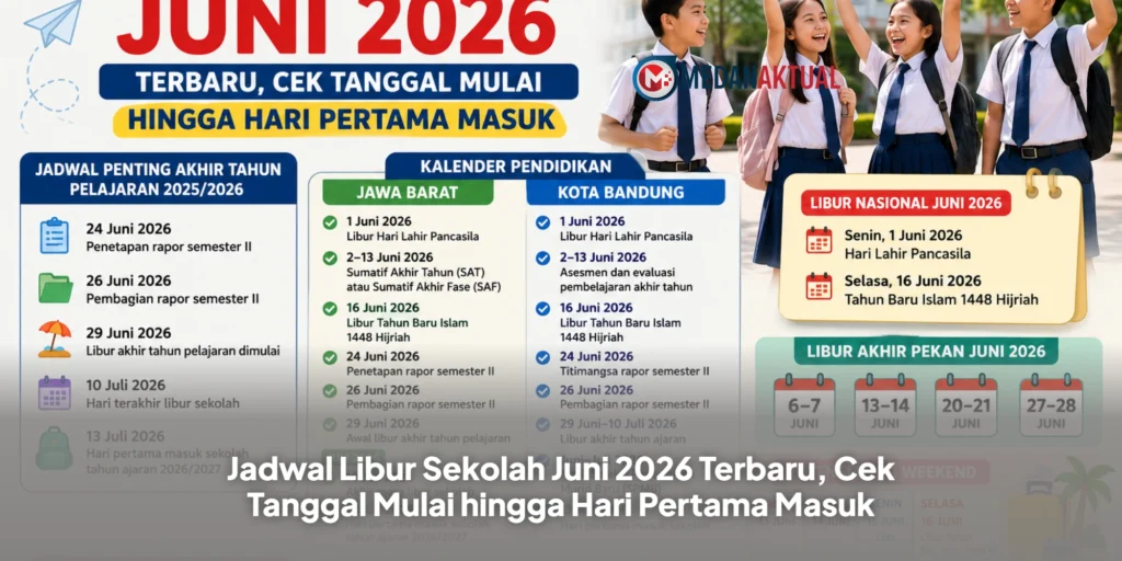 Jadwal Libur Sekolah Juni 2026 Terbaru, Cek Tanggal Mulai hingga Hari Pertama Masuk