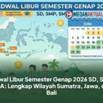 Jadwal Libur Semester Genap 2026 SD, SMP, SMA: Lengkap Wilayah Sumatra, Jawa, dan Bali