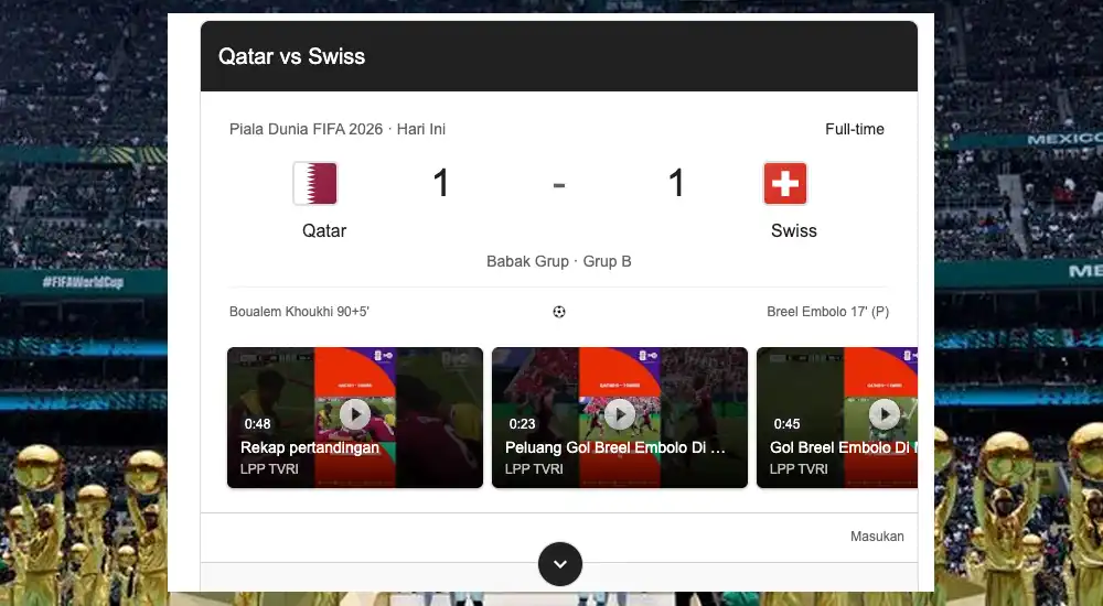 Qatar vs Swiss: Hasil Pertandingan Imbang 1-1