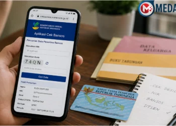 Warga mengecek status desil Kemensos secara online melalui situs Cek Bansos menggunakan NIK di ponsel.