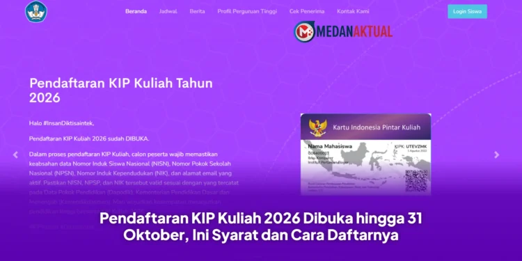 Pendaftaran KIP Kuliah 2026 Dibuka hingga 31 Oktober, Ini Syarat dan Cara Daftarnya